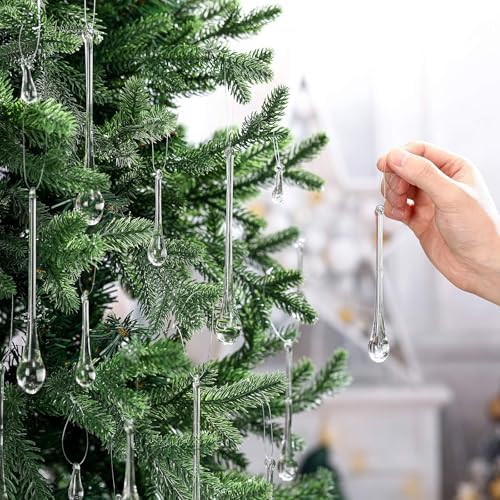 22 Pcs Crystal Glass Teardrop Christmas Ornaments, 4 Medium Size