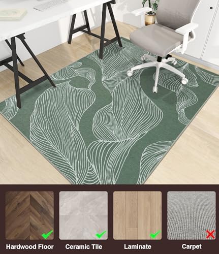 chakme Office Chair Mat for Hardwood Floor, 72"x48" Easy Glide Computer Desk Mat Protector for Rolling Chair Under Desk Rug Nonslip Backing, Machine Wash, (Leaf)