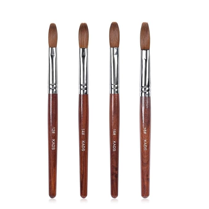 KADS 4Pcs Kolinsky Acrylic Nail Bursh Set 12# 14# 16# 18# for Acrylic Nails Painting Design Art Painting