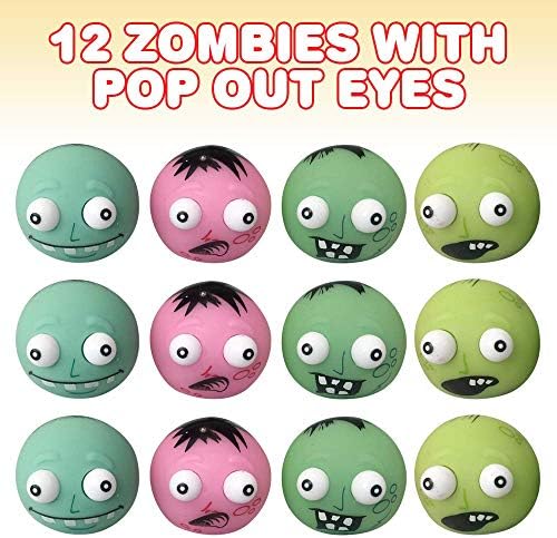 ArtCreativity 12-Pack Halloween Zombie Pop Out Eye Squeezy Toys for Kids, Funny Fidget Stress Relief Toys, Halloween Party Favors, Non-Candy Trick or Treat Prizes and Sensory Toys