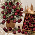 Lunmon 64 Pcs Burgundy Maroon Christmas Ball Ornaments 1.57/1.97/2.36 Inch