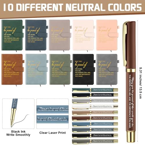 Kosiz 20 Pcs Employee Appreciation Gift Bulk Notebook Pen, Morandi, Proud