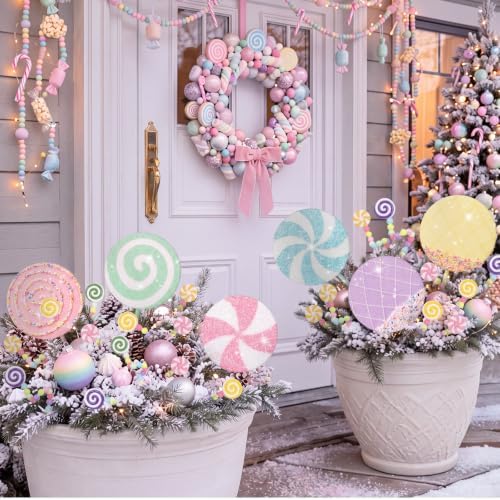 Yerliker 36 Pcs 13.78'' Giant Pastel Candy Christmas Tree Ornament, Macaron