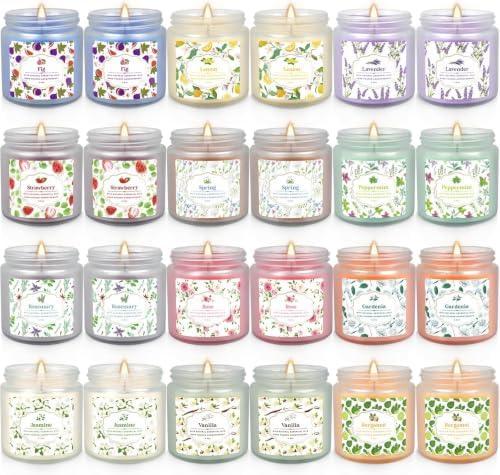 24 Pack Scented Candles with Added Natural Essential Oils, 3.05oz, Suitable for Various Festivals, Parties, Yoga, and Home Scene