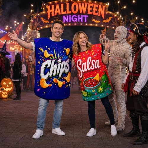 2 Pcs Chips and Salsa Costumes, Funny Halloween Couple Outfits for Adult
