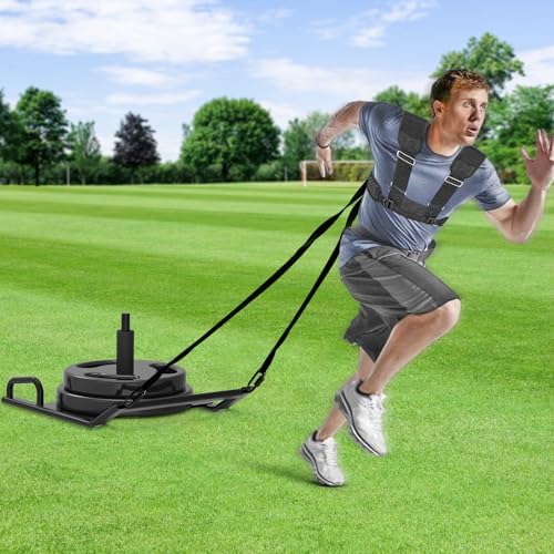 Dolibest Weight Sled, Fitness Sled, Workout Sled for Fitness Strength Training and Speed Improvement, Push-Pull Prowler Training, Suitable for 1-2" Weight Plates, Black