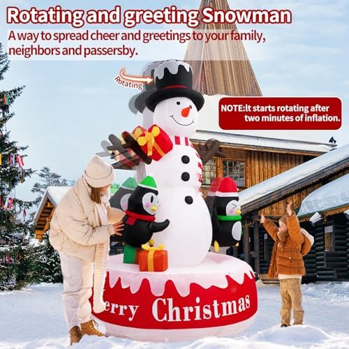Likiyol 8 FT Christmas Inflatable Outdoor Decoration Rotating Snowman Christmas Inflatables, Christmas Blow Ups with Built-in Bright LED Lights for Yard, Outdoor, Holiday Decor