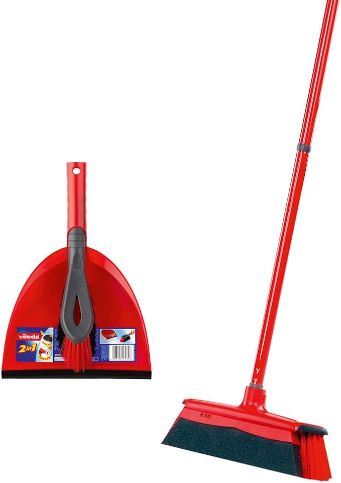 Vileda DUAC TIVA Broom with 3 Handle 2 in 1 Dustpan and Brush Set