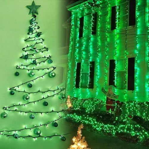 BrizLabs Christmas Lights, 69.6ft 300 Count Green String Lights, Connectable Incandescent Mini Light, 120V UL Certified Light String for Xmas Tree Indoor Outdoor St. Patrick's Day Party Decor