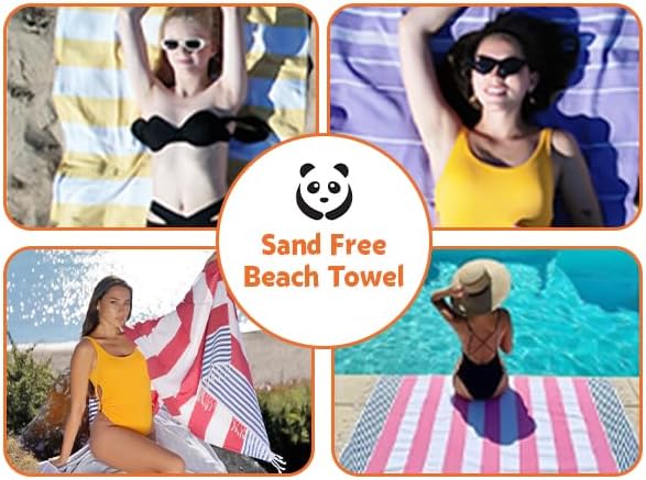 HAVLULAND Turkish Beach Towel Set of 6 Oversized 72x40 100% Turkish Cotton | Soft Hammam Peshtemal, Sand Free, Quick-Dry, Absorbent Bath Towel | Lightweight & Compact for Travel, Pool, Gym, Spa - Summer