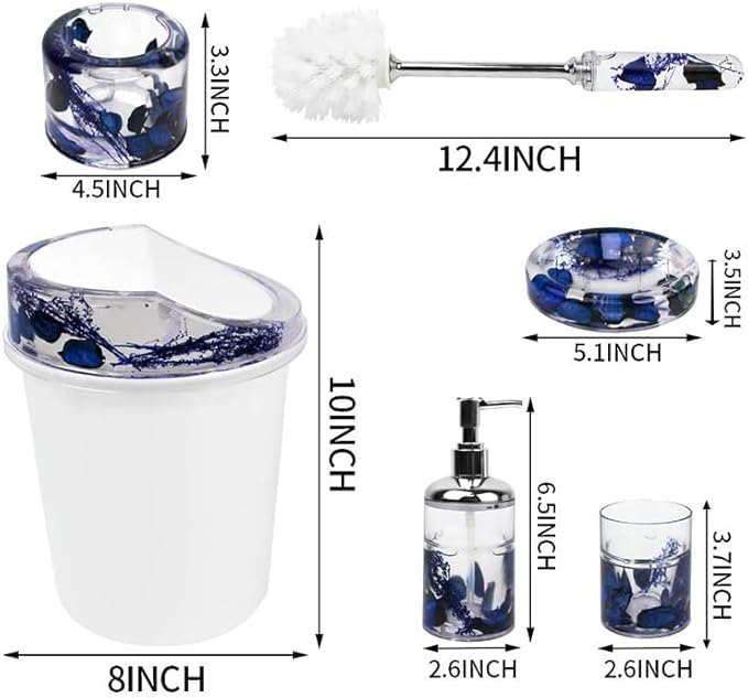 Bathroom Toiletry Set Toothbrush Cup Toilet Brush Trash Can Soap Box Hand Sanitizer Bottle(E)