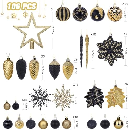 SHareconn 106 PCS Christmas Ball Ornaments for Christmas Tree Decorations