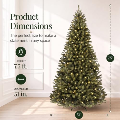 Best Choice Products 7.5ft Artificial Christmas Tree with LED Twinkling Lights, Pre-Lit Spruce Realistic Holiday Xmas Décor, 550 Lights, 1,346 Tips
