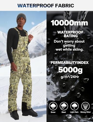 GEMYSE Men's Insulated Ski Bib Overalls Waterproof Snow Pants