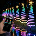 10 Pack Christmas Pathway Lights Outdoor with RGBW DIY Modes, APP Control Spiral Lighted Xmas Tree Path Lights with Scene Modes, Schedule & Music, Christmas Yard Decorations Outdoor Waterproof