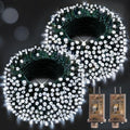 Hezbjiti 2 Pack 1000 LED 403 FT Christmas String Lights Outdoor, 8 Lighting Modes IP44 Waterproof Fairy Lights with Timer and Dimmable Function for Party Tree Decorations (Cold White, Green Wire)