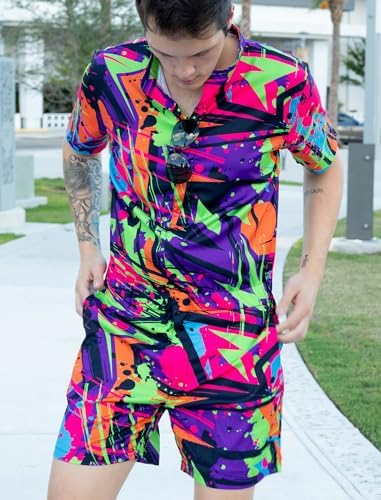 RAISEVERN Mens Romper Male Zipper Shorts Sleeve One Piece Bro Outfits