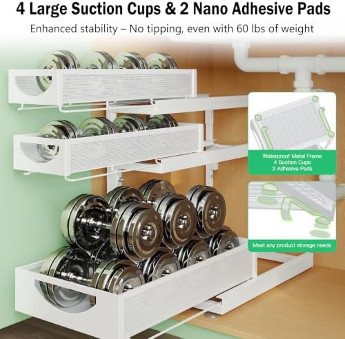 Under Sink Organizer, 1-Pack 3-Tier Pull Out Cabinet Organizers and Storage
