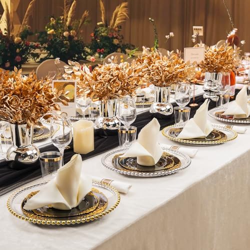 Hioasis 175 Pcs Black Gold Plates for Graduation