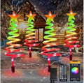 4 Pack Christmas Pathway Lights Outdoor with RGBW DIY Modes, APP Control Spiral Lighted Xmas Tree Path Lights with Scene Modes, Schedule & Music, Christmas Yard Decorations, Non-connectable
