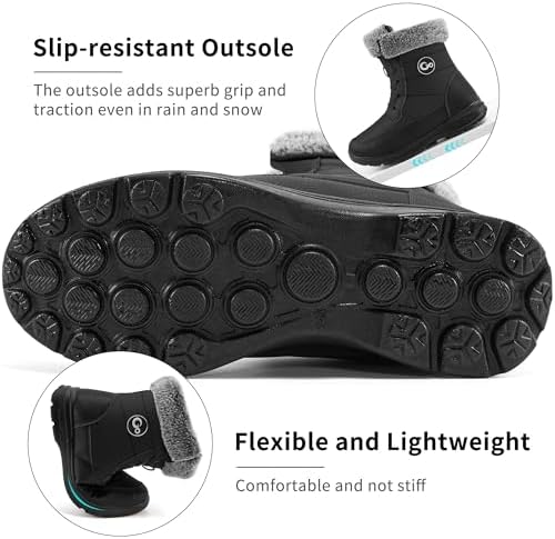 Ablanczoom Winter Snow Boots for Women: Comfortable Warm Fur Lined Womens Boots Outdoor Waterproof Non Slip Lace Up Walking Booties