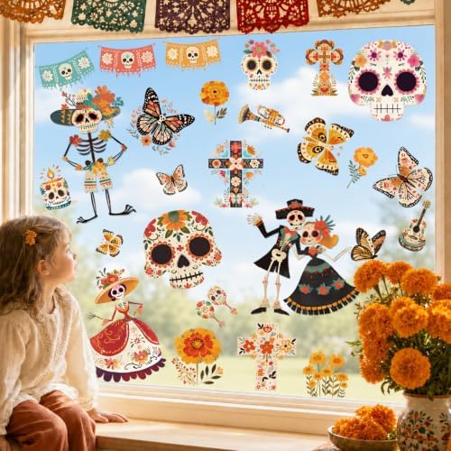 Dia De Los Muertos Decorations Window Clings Day of The Dead Stickers Decor