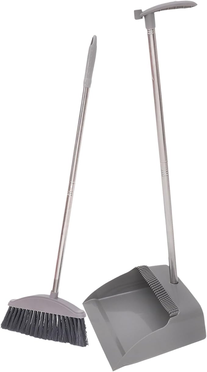 1Set Durable Broom and Dustpan Supple Home Cleaning Tools Lightweight Design for Ergonomic Long Handle for Effortless Use Style for Versatile Cleaning