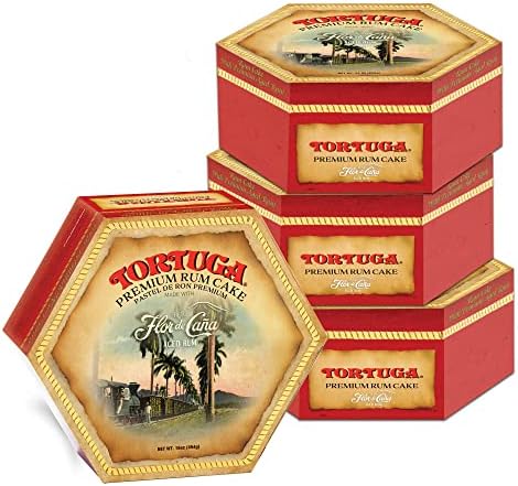 TORTUGA Caribbean Flor de Cana Rum Cake w/walnuts- 16 oz Rum Cake - 4 Pack - The Perfect Premium Gourmet Gift for Stocking Stuffers, Gift Baskets, and Christmas Gifts