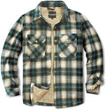 Men's Sherpa Cotton Flannel Shirt Jacket Plaid Button Coat Pocket