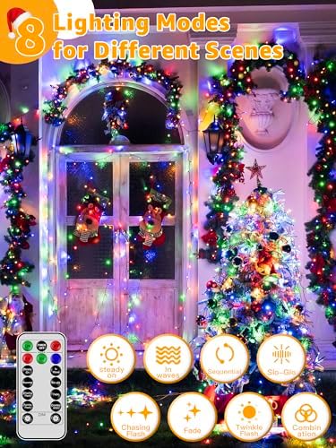 BrightChristmas 328 FT 1000 LED Christmas Lights, Waterproof Outdoor String Lights with Remote and Timer, Christmas Tree Lights with 8 Modes Dimmable, Fairy Lights for Holiday Decor (Multicolor)