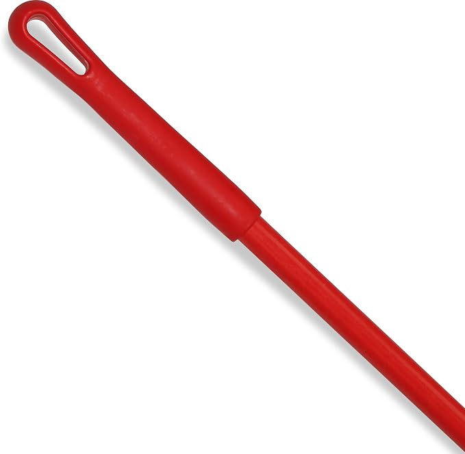 SPARTA Fiberglass Broomstick Replacement Broom Handle with Acme Threaded Tip for Industrial Cleaning Tools, Fiberglass, 60 Inches, Red