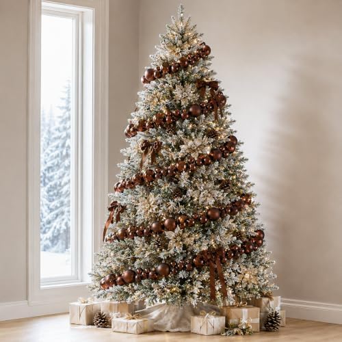 Sosation 29.5Ft Christmas Ball Ornament Garland, Brown, Glossy Matte