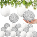Lyrow 24 Pcs 4" Christmas Ball, White,Silver