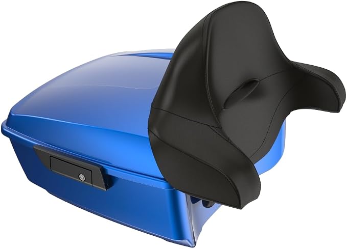 Advanblack Road Glide Tour Trunk Pack Blue Burst King Tour Trunk Pack Luggage +Wrap-Around Backrest Pad for '97-'25 Harley Touring Road King Street Glide Electra Glide CVO models