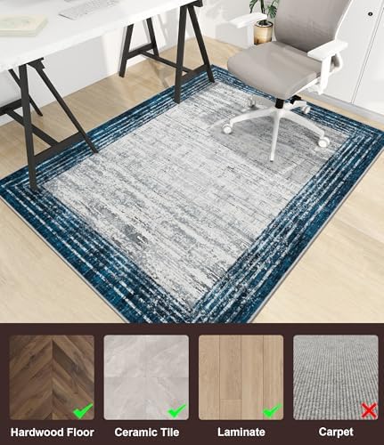 chakme Office Chair Mat for Hardwood Floor, 48"x36" Easy Glide Computer Desk Mat Protector for Rolling Chair Under Desk Rug Nonslip Backing, Machine Wash, (Square)