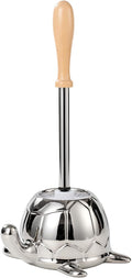Toilet Brush and Holder Set, Ceramic Turtle Base Toilet Brush Set - 7.5” Bowl Cleaner, Toilet Scrubber Brush with Ergonomic Handle (Silver)