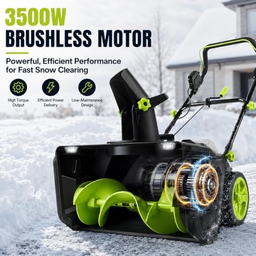 Battery Snow Blower, 4 Batteries, Up to 60 Min, 25FT Snow Throw