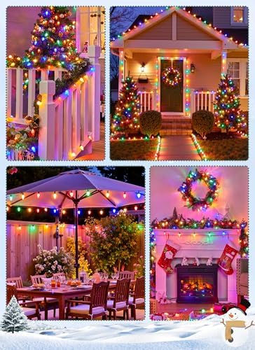 C9 Christmas Lights Outdoor, 102FT 150 LED String Lights with Spring Clips