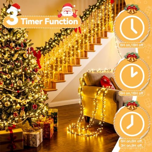 1000 LED 49FT Cluster Lights, Plug in Warm White Christmas Lights