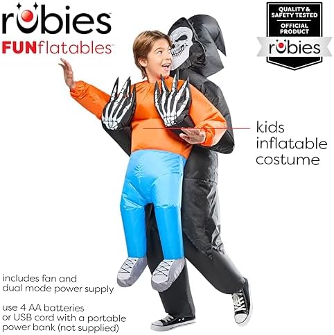 Rubies Grim Reaper Abduction Inflatable Costume for Kids, Unisex One Size