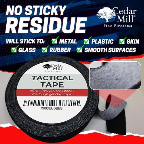Cedar Mill Magazine Gun Tape 2-Pack Regular + 2-Pack Sticky – Water-Resistant Gun Grip Tape for Rifles, Pistols & Shotguns – Non-Reflective, No Residue, Durable Poly Cotton Wrap – 4-Pack