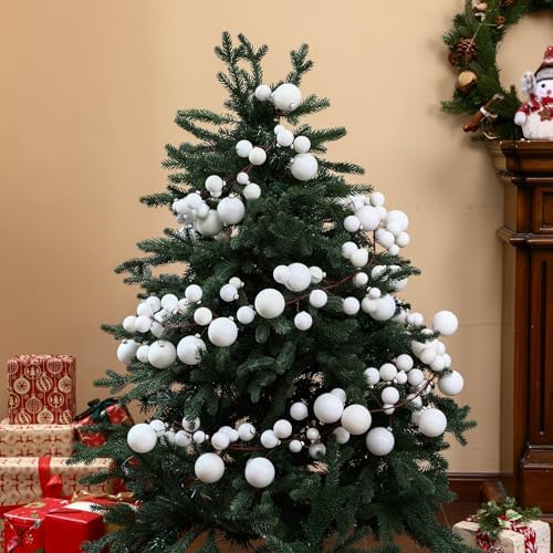2 Pcs 6 ft Christmas Ball Ornament Garland, White