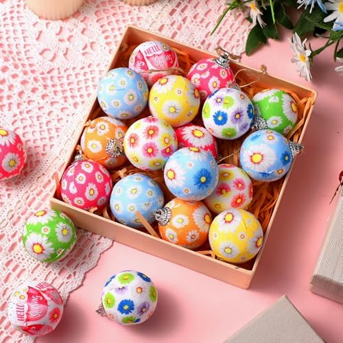 Outus 20 Pcs Spring Daisy Ornaments Balls for Tree Spring Daisy Decorations Summer Ornaments Farmhouse Flower Floral Hanging Decorations Summer Decor for Small Tree Home Party Craft Decor