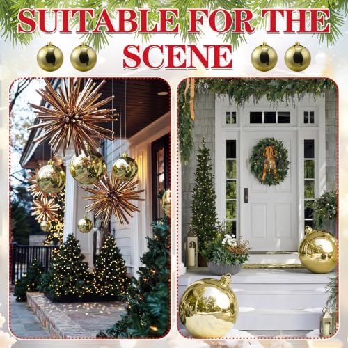 Threan 10 Inch Large Gold Shiny Christmas Ball Ornaments for Christmas Tree