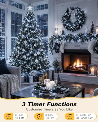 Iseebiz 50Ft 1000 LED Cluster Christmas Tree Lights with Remote & Timer
