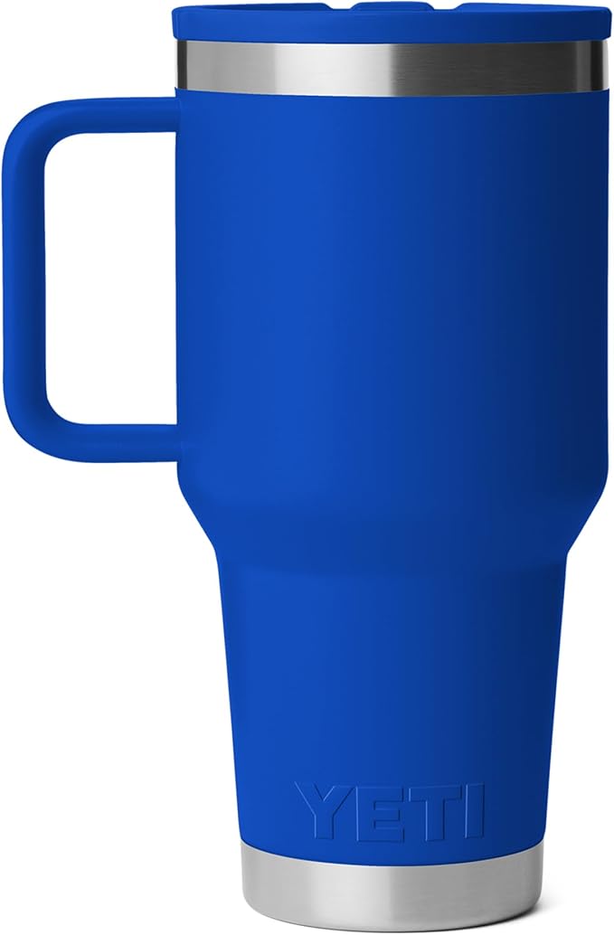 YETI Rambler 30 oz Travel Mug with Flip Straw Lid – Stainless Steel, Vacuum Insulated, Leakproof, Cup Holder Friendly, Royal Blue