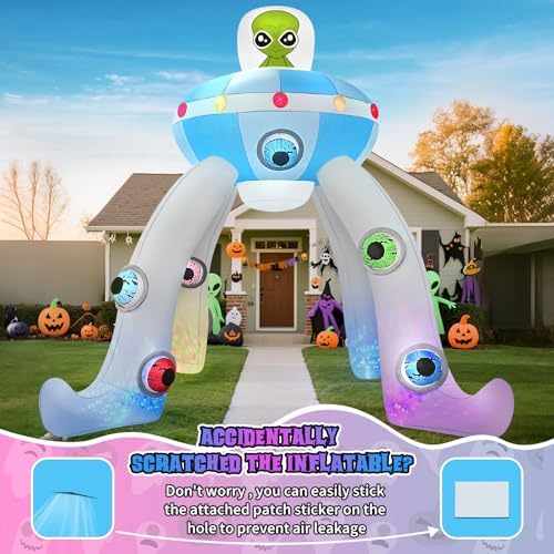 Kalolary 12FT Halloween Inflatables Archway UFO Alien