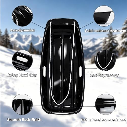 35" Snow Sled for Kids & Adults, Cold Resistant Flexible Toboggan
