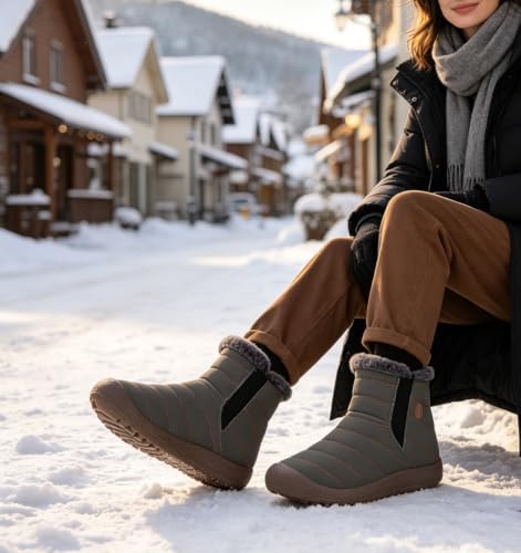 Eagsouni Womens Mens Snow Boots Winter Slip On Shoes