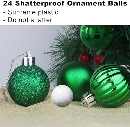 Emerald Green 3.2" Large Christmas Balls - Christmas Tree Decoration Ornaments Shatterproof Hanging Balls for Birthday St. Patrick's Day Easter Mardi Gras Holiday Wedding Decorations Set of 24pcs